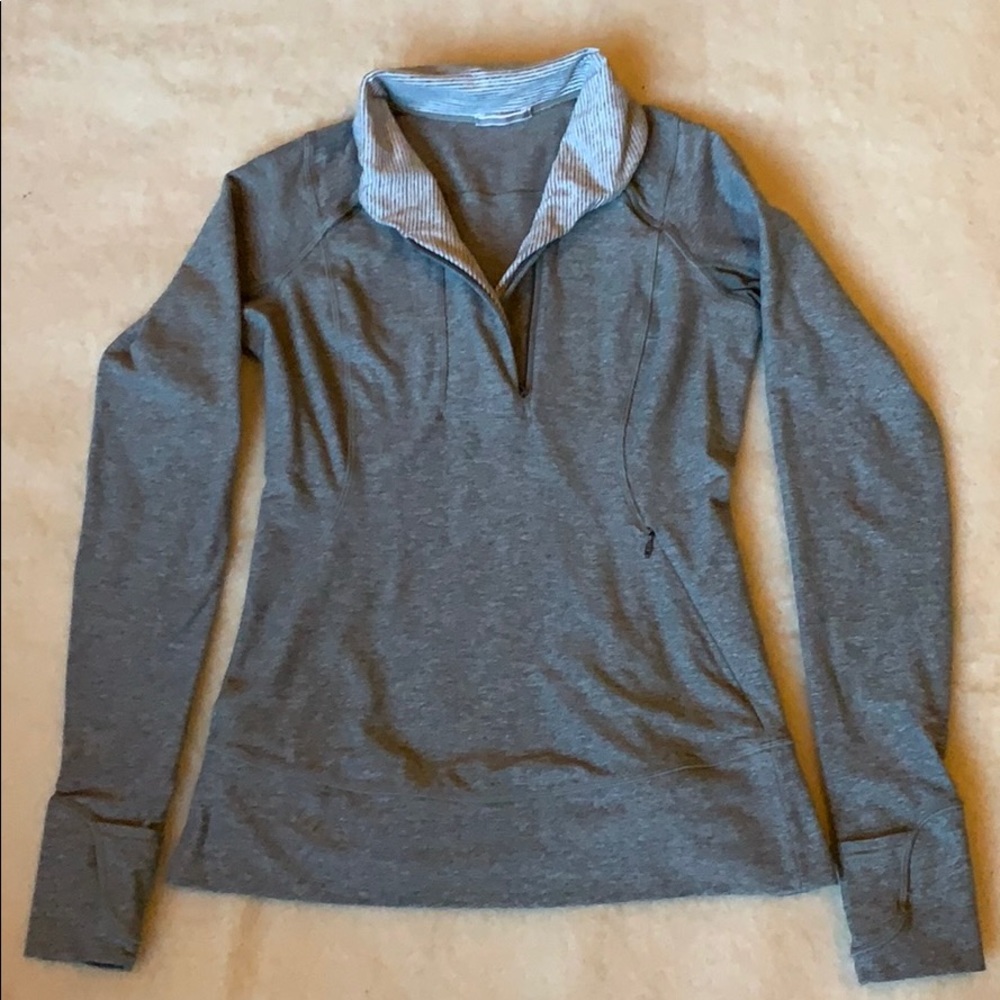 Lululemon Grey Think Fast Running Pullover